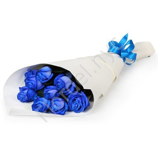 Rosas azules envueltas en papel